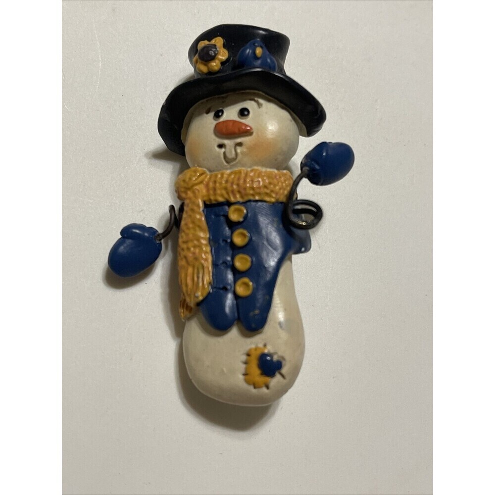 Christmas Noel Snowman Bonhomme De Neige Hat Vest Scarf Mitts Brooch Pin